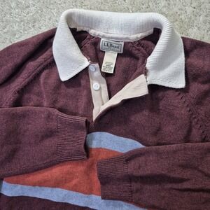 LL Bean Rugby Sweater Mens Medium Wicked Soft Cotton Cashmere Preppy Academia